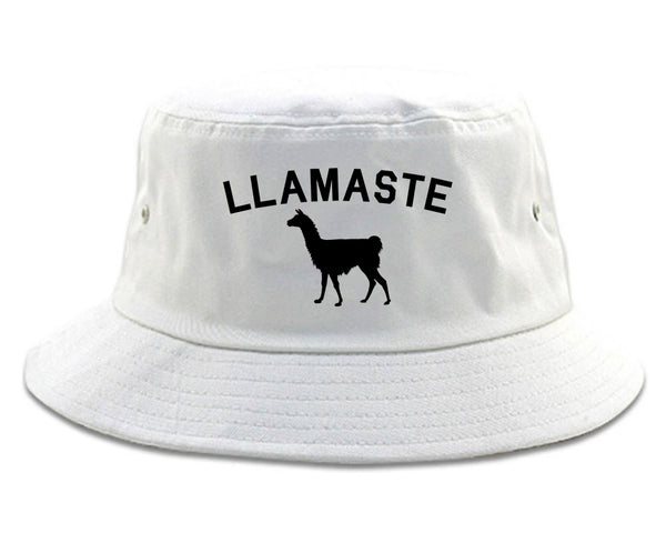 llamaste Yoga Funny Llama white Bucket Hat