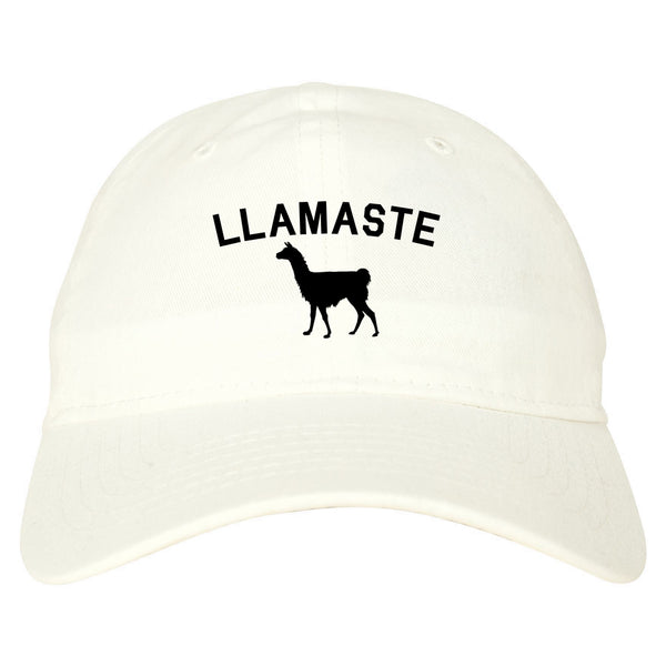 llamaste Yoga Funny Llama white dad hat
