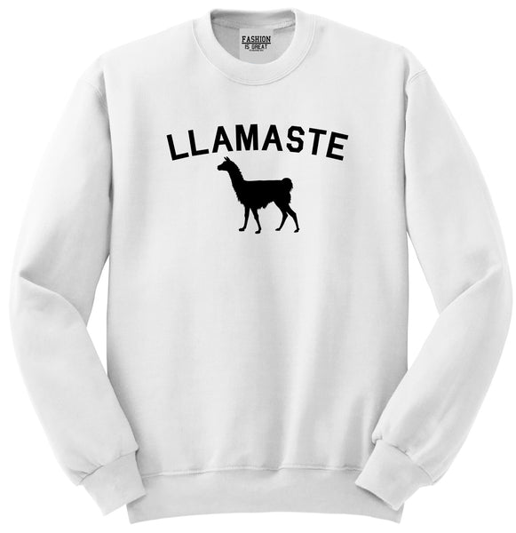 llamaste Yoga Funny Llama White Womens Crewneck Sweatshirt